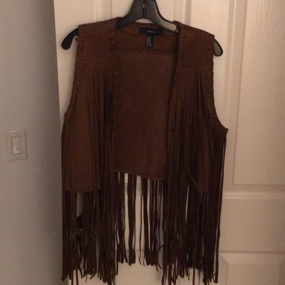 Forever 21 Brown suede vest with fringe